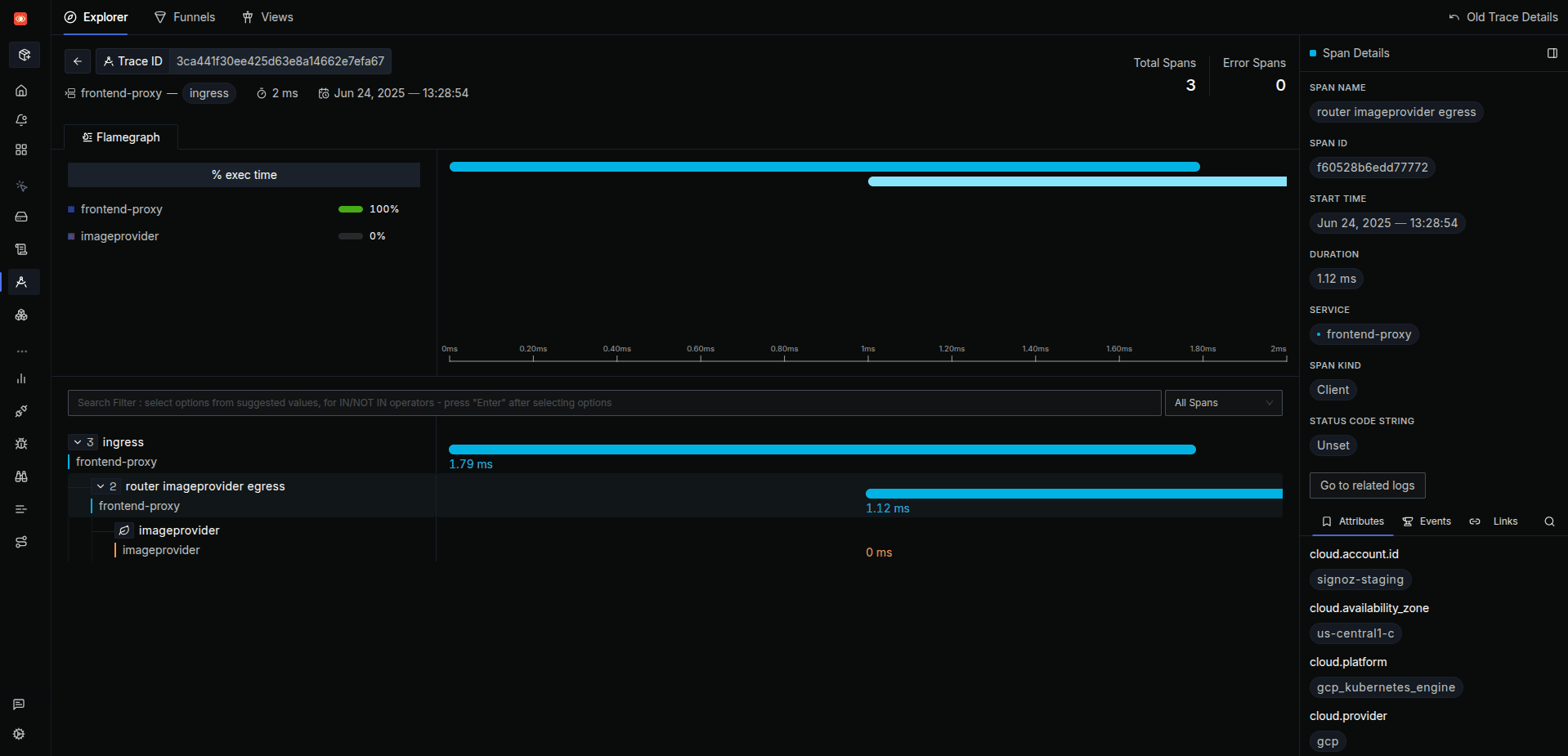 Adding spans from trace explorer - step 2